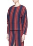 Front View - Click To Enlarge - COMME MOI - Stripe cotton twill sweatshirt