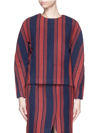 Main View - Click To Enlarge - COMME MOI - Stripe cotton twill sweatshirt