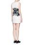 Back View - Click To Enlarge - COMME MOI - Abstract print piqué V-neck dress