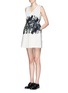 Front View - Click To Enlarge - COMME MOI - Abstract print piqué V-neck dress