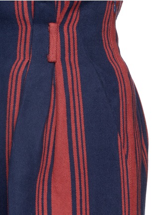 Detail View - Click To Enlarge - COMME MOI - Stripe wide leg cotton twill culottes
