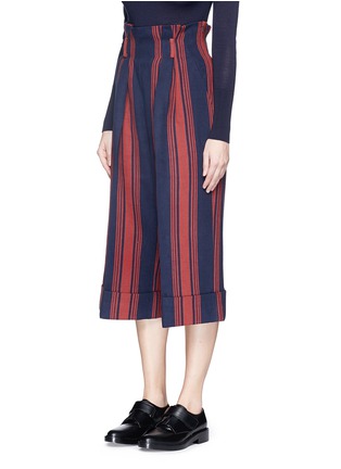 Front View - Click To Enlarge - COMME MOI - Stripe wide leg cotton twill culottes