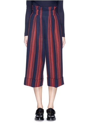 Main View - Click To Enlarge - COMME MOI - Stripe wide leg cotton twill culottes