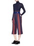 Figure View - Click To Enlarge - COMME MOI - Stripe wide leg cotton twill culottes
