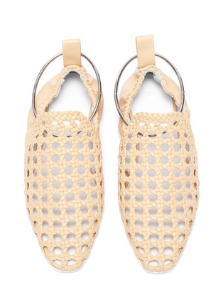Detail View - Click To Enlarge - JIL SANDER - Anklet open weave leather flats
