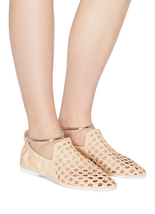 Figure View - Click To Enlarge - JIL SANDER - Anklet open weave leather flats