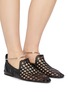 Figure View - Click To Enlarge - JIL SANDER - Anklet open weave leather flats