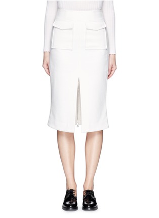 Main View - Click To Enlarge - COMME MOI - Split front wool blend midi skirt