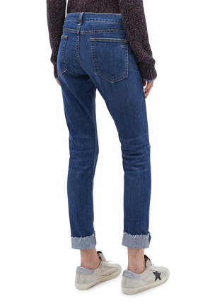 Back View - Click To Enlarge - RAG & BONE - 'Dre' ripped knee raw edge roll cuff jeans