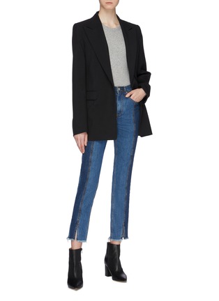 Figure View - Click To Enlarge - RAG & BONE - 'Evelyn' colourblock patchwork split raw cuff jeans