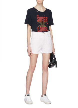 Figure View - Click To Enlarge - CURRENT/ELLIOTT - 'Super Loved' slogan graphic print distressed T-shirt