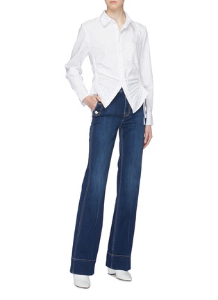 Figure View - Click To Enlarge - CURRENT/ELLIOTT - 'The Maritime' button pocket contrast topstitching flared jeans