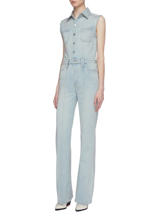 Detail View - Click To Enlarge - CURRENT/ELLIOTT - 'The Zenith' belted button front sleeveless denim jumpsuit