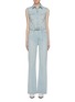 Main View - Click To Enlarge - CURRENT/ELLIOTT - 'The Zenith' belted button front sleeveless denim jumpsuit