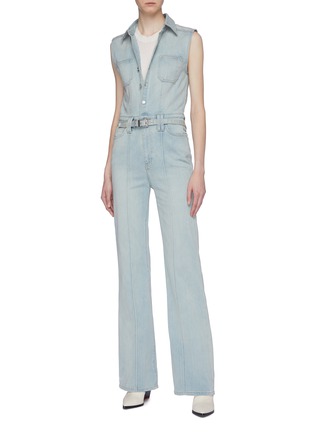 Figure View - Click To Enlarge - CURRENT/ELLIOTT - 'The Zenith' belted button front sleeveless denim jumpsuit