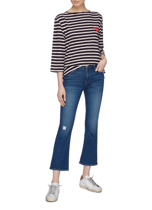 Figure View - Click To Enlarge - CURRENT/ELLIOTT - 'The Bay Street' heart embroidered flared sleeve stripe T-shirt