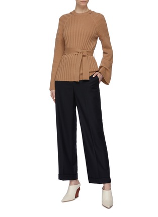 Figure View - Click To Enlarge - EQUIPMENT - 'Dorsie' sash tie flared sleeve wool-cashmere sweater