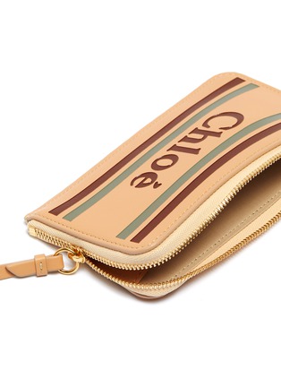 Detail View - Click To Enlarge - CHLOÉ - 'Vick' logo stripe leather zip wallet