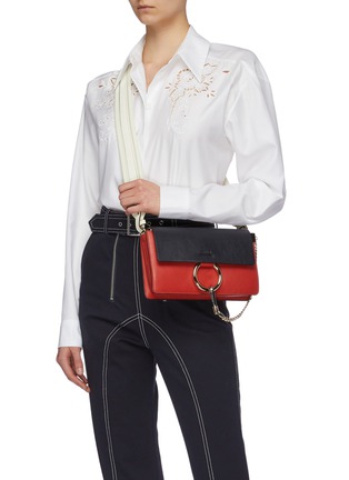Figure View - Click To Enlarge - CHLOÉ - 'Faye' colourblock small leather crossbody bag