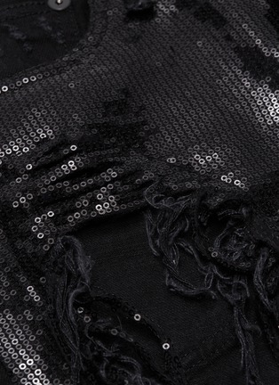  - R13 - 'Shredded Slouch' sequin panel denim shorts