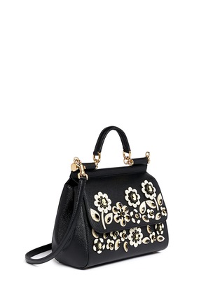 Figure View - Click To Enlarge - - - 'Miss Sicily' medium cameo floral leather satchel