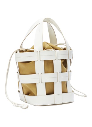 Detail View - Click To Enlarge - TRADEMARK - 'Cooper Cage' canvas pouch leather bucket bag