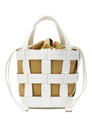 Main View - Click To Enlarge - TRADEMARK - 'Cooper Cage' canvas pouch leather bucket bag