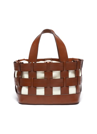 Main View - Click To Enlarge - TRADEMARK - 'Fern' caged leather canvas pouch bag