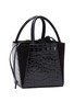 Detail View - Click To Enlarge - TRADEMARK - 'Dorthea' suede panel croc embossed leather top handle bag