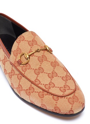 Detail View - Click To Enlarge - GUCCI - Jordaan' GG embroidered canvas horsebit loafers