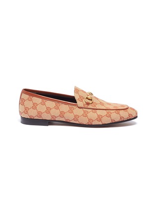 Main View - Click To Enlarge - GUCCI - Jordaan' GG embroidered canvas horsebit loafers