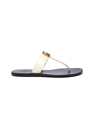 Main View - Click To Enlarge - GUCCI - 'Flat Marmont' GG logo leather thong sandals