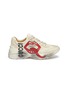Main View - Click To Enlarge - GUCCI - 'Rhyton' logo mouth print distressed leather chunky sneakers