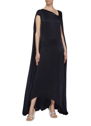 Figure View - Click To Enlarge - POIRET - 'Isabella' cape back asymmetric silk cocoon dress