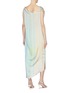 Back View - Click To Enlarge - POIRET - 'Isabella' asymmetric twist sleeve variegated stripe silk dress