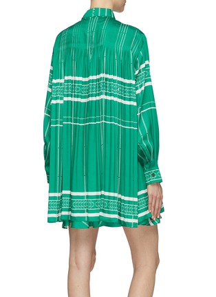 Back View - Click To Enlarge - CÉDRIC CHARLIER - Ring half-zip pleated graphic stripe print dress