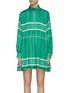 Main View - Click To Enlarge - CÉDRIC CHARLIER - Ring half-zip pleated graphic stripe print dress