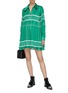 Figure View - Click To Enlarge - CÉDRIC CHARLIER - Ring half-zip pleated graphic stripe print dress