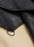  - CÉDRIC CHARLIER - Belted waterfall lapel colourblock leather trench coat