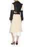 Back View - Click To Enlarge - CÉDRIC CHARLIER - Belted waterfall lapel colourblock leather trench coat