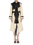Main View - Click To Enlarge - CÉDRIC CHARLIER - Belted waterfall lapel colourblock leather trench coat