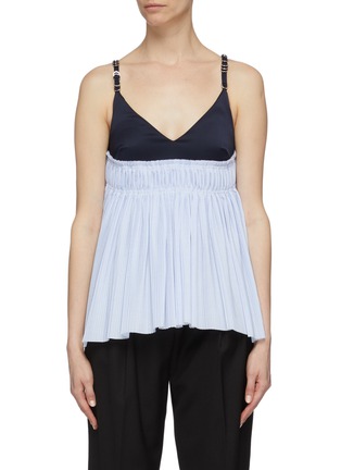 Main View - Click To Enlarge - CÉDRIC CHARLIER - Colourblock D-ring strap smocked camisole top