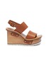 Main View - Click To Enlarge - CHLOÉ - Buckle leather wooden clog wedge sandals