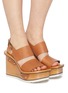 Figure View - Click To Enlarge - CHLOÉ - Buckle leather wooden clog wedge sandals
