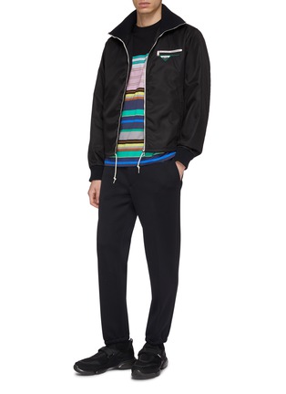 Figure View - Click To Enlarge - PRADA - Logo patch knit collar nylon jacket