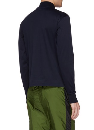 Back View - Click To Enlarge - PRADA - Logo patch mock neck long sleeve T-shirt