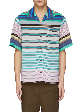 Main View - Click To Enlarge - PRADA - Mix stripe short sleeve shirt