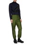 Figure View - Click To Enlarge - PRADA - Stripe outseam crinkled jogging pants