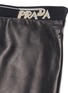 Detail View - Click To Enlarge - PRADA - Logo knit waistband leather skirt