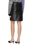 Back View - Click To Enlarge - PRADA - Logo knit waistband leather skirt